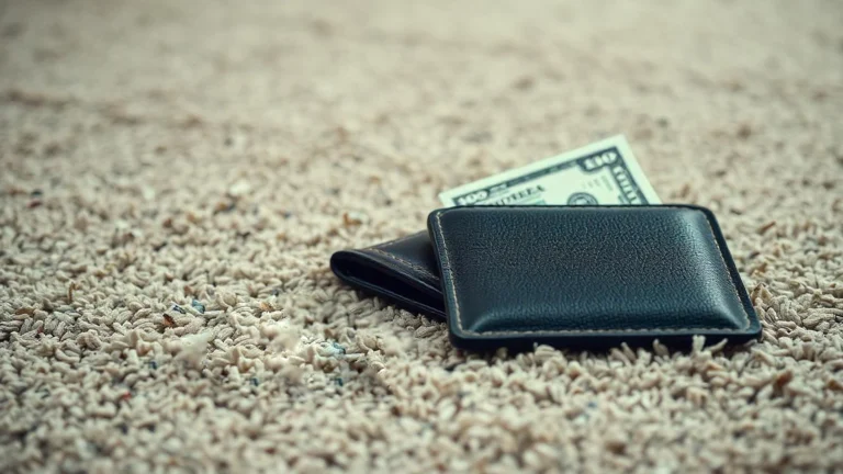 Wallet filled with money on a clean carpet background, illustrating the concept of fixed carpet deep cleaning packages